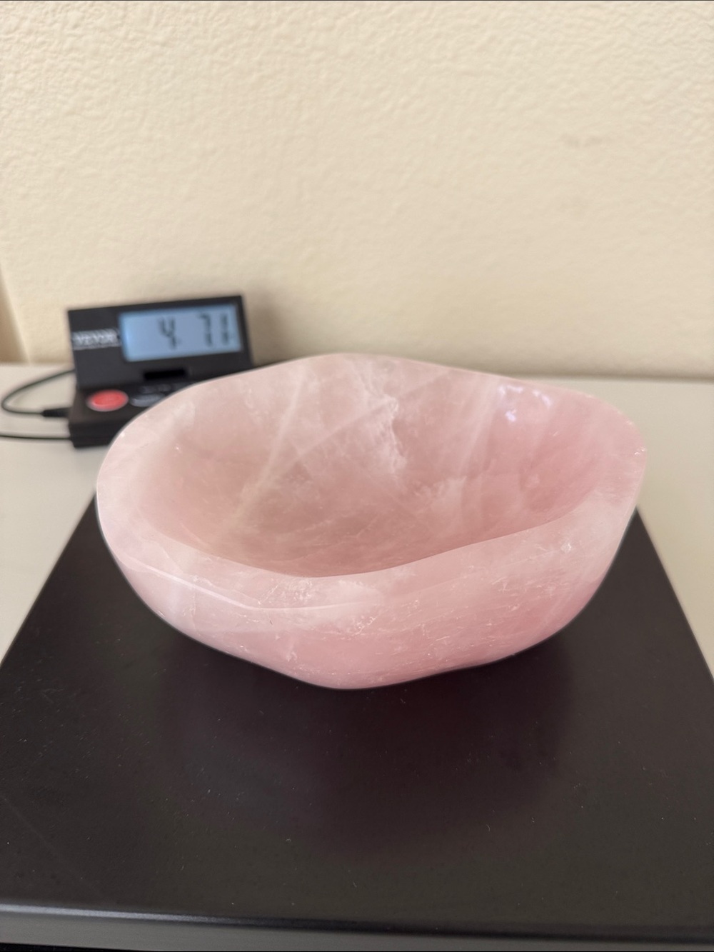 Rose Quartz Decorative Bowl - Soft Pink Crystal Dish